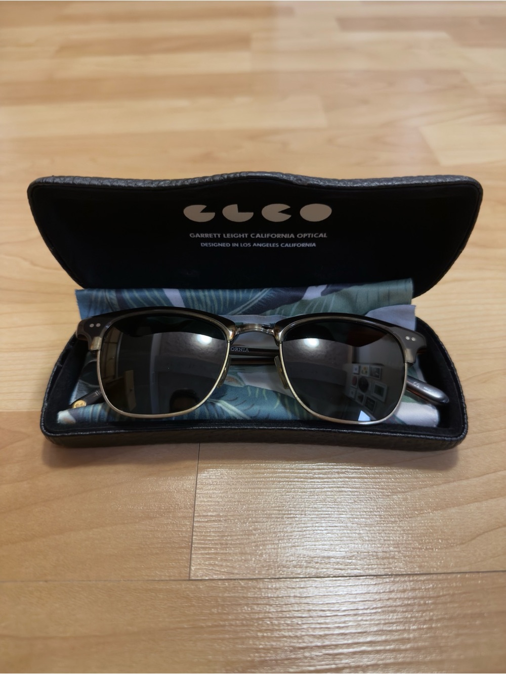 Garrett Leight Lincoln 48 Sunglasses - Brandy Tortoise/Antique Gold/Pure G15